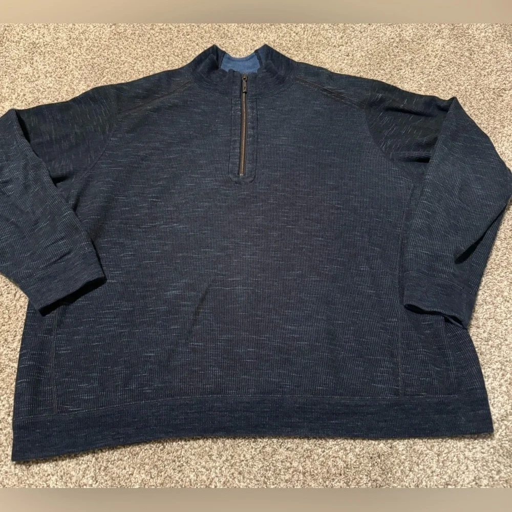 Tommy Bahama On The Double Reversible Half-Zip Sweatshirt | XLarge | Blue/Navy